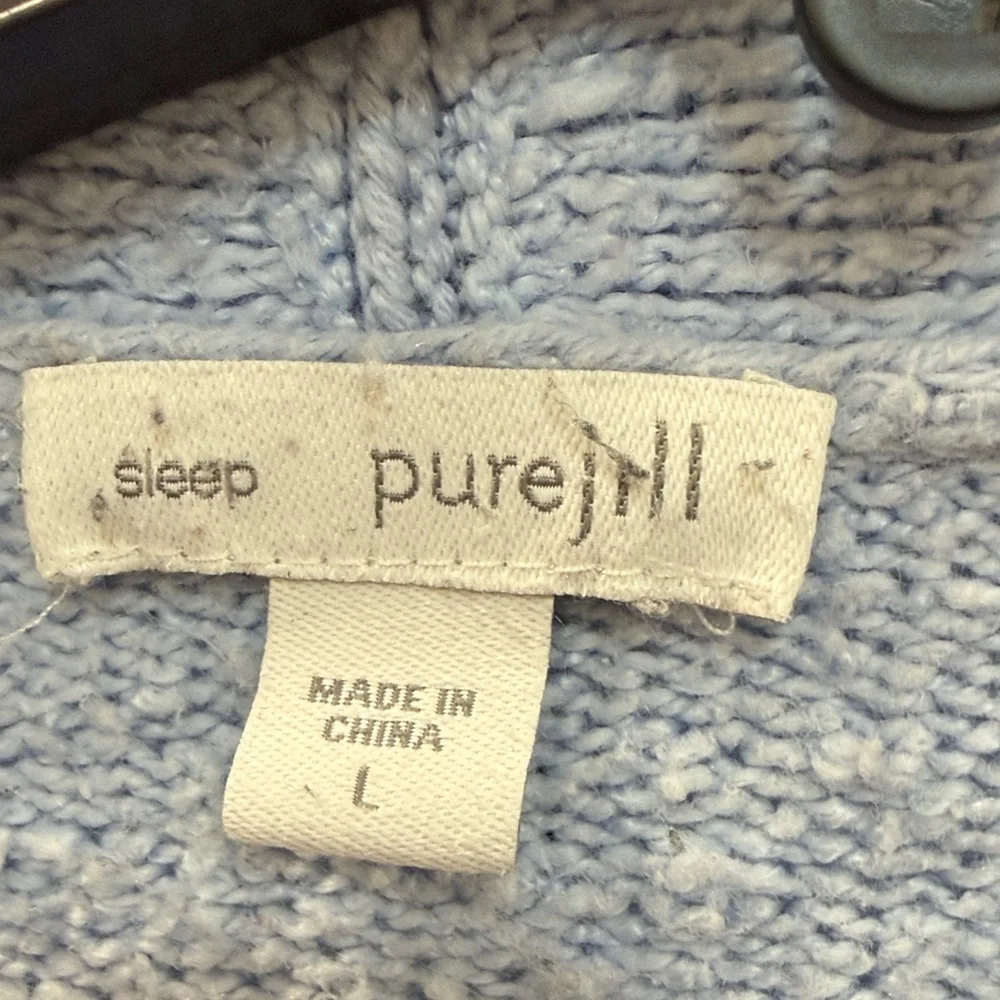 Pure Jill Sleep Wear Loose Knit Robe Tie Blue Size Large  Cotton/nylon/acrylic